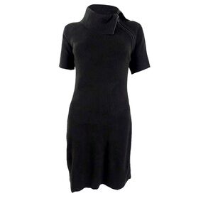 Calvin Klein Asymmetrical Knit Sweater Dress Black Size L CDSZ8331